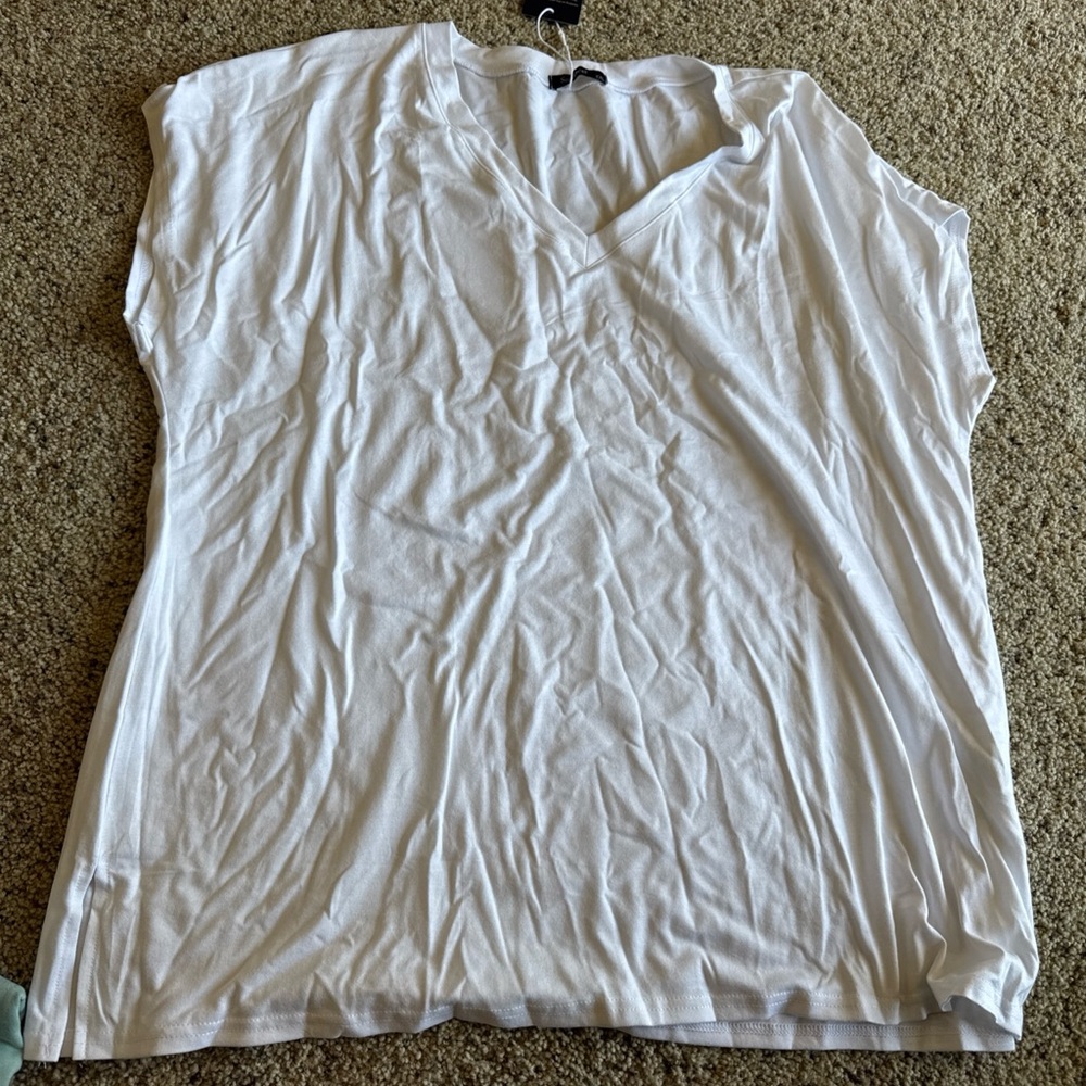 Women's White V-Neck Top